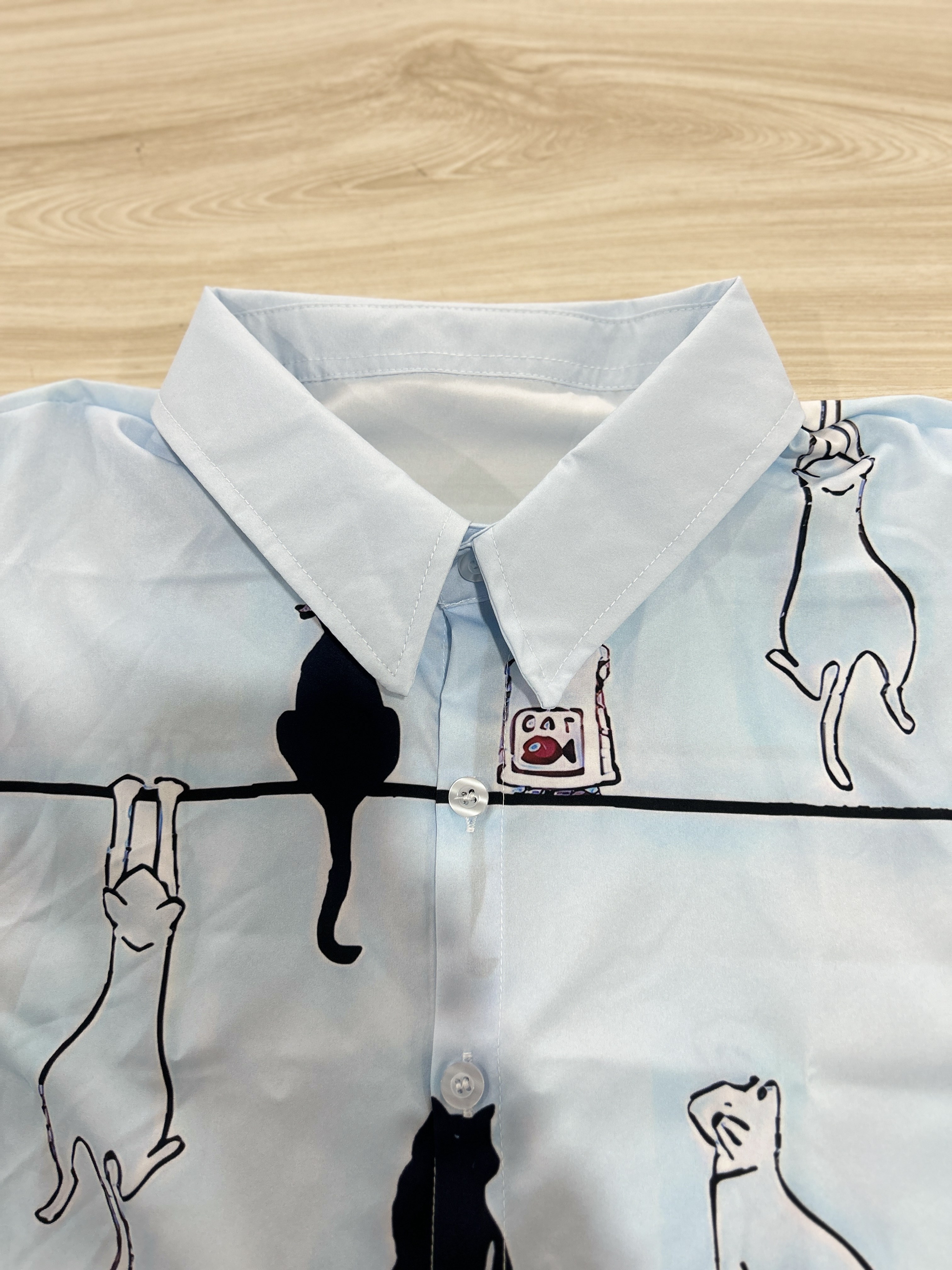 womens casual button shirt 3d cat print short sleeve summer Temu