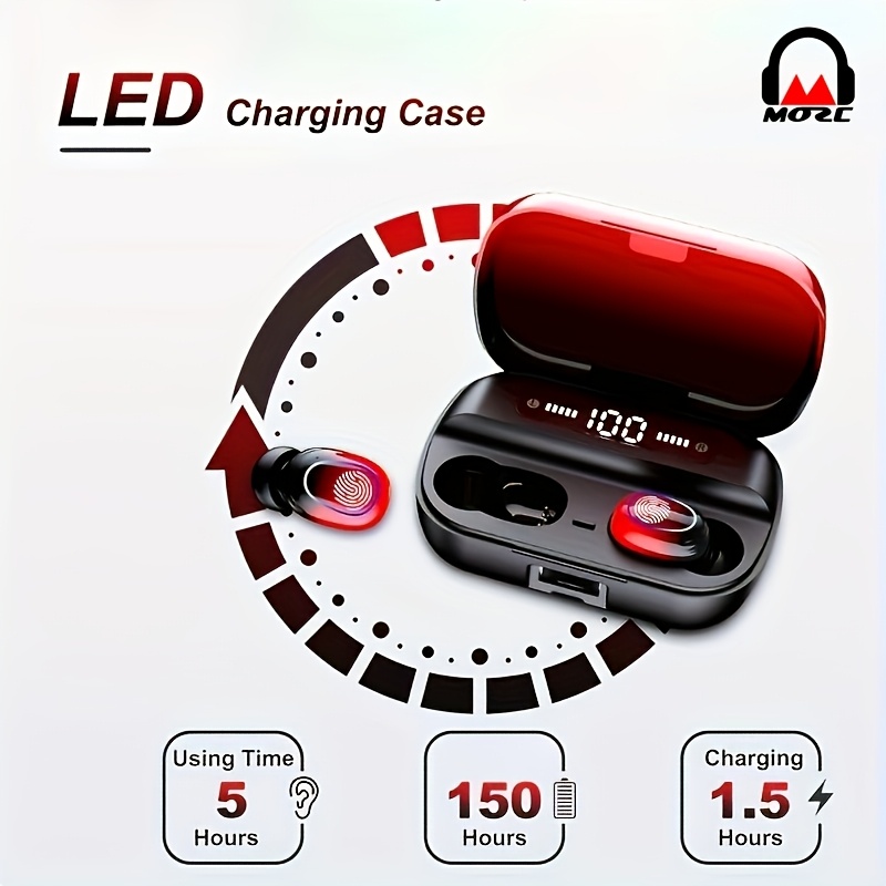 

Mozc In-ear Wireless Earphones With Long Standby , , Display, Volume Control, Rechargeable Lithium Battery, Suitable For Sports, Cycling, Exercise, And Gaming