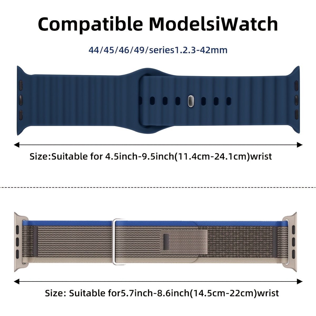 Breathable Trail Loop + Alpine Loop + Ocean + Elastic, 8pcs Set Compatible with for Apple Watch Ultra S 49Mm, 46Mm, 45Mm, 44Mm, Suitable for Both Men And Women, Compatible with Ultra 2/Ultra for Iwatch Series 10, 9, 8, 7, 6, SE, 5, 4, 3, 2, 1