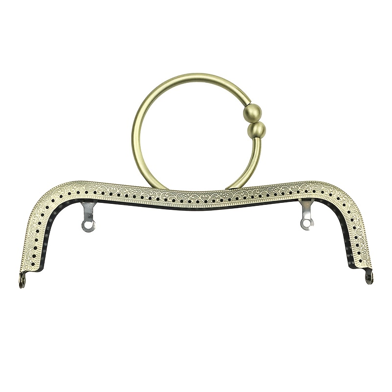 TEMU 2d Flat, 1pc Bead Clasp Purse Frame With Half-round Embossed Flat Edge & Bead Clasp Suitable For Handbag & Wallet Making, Diy Craft Hardware,