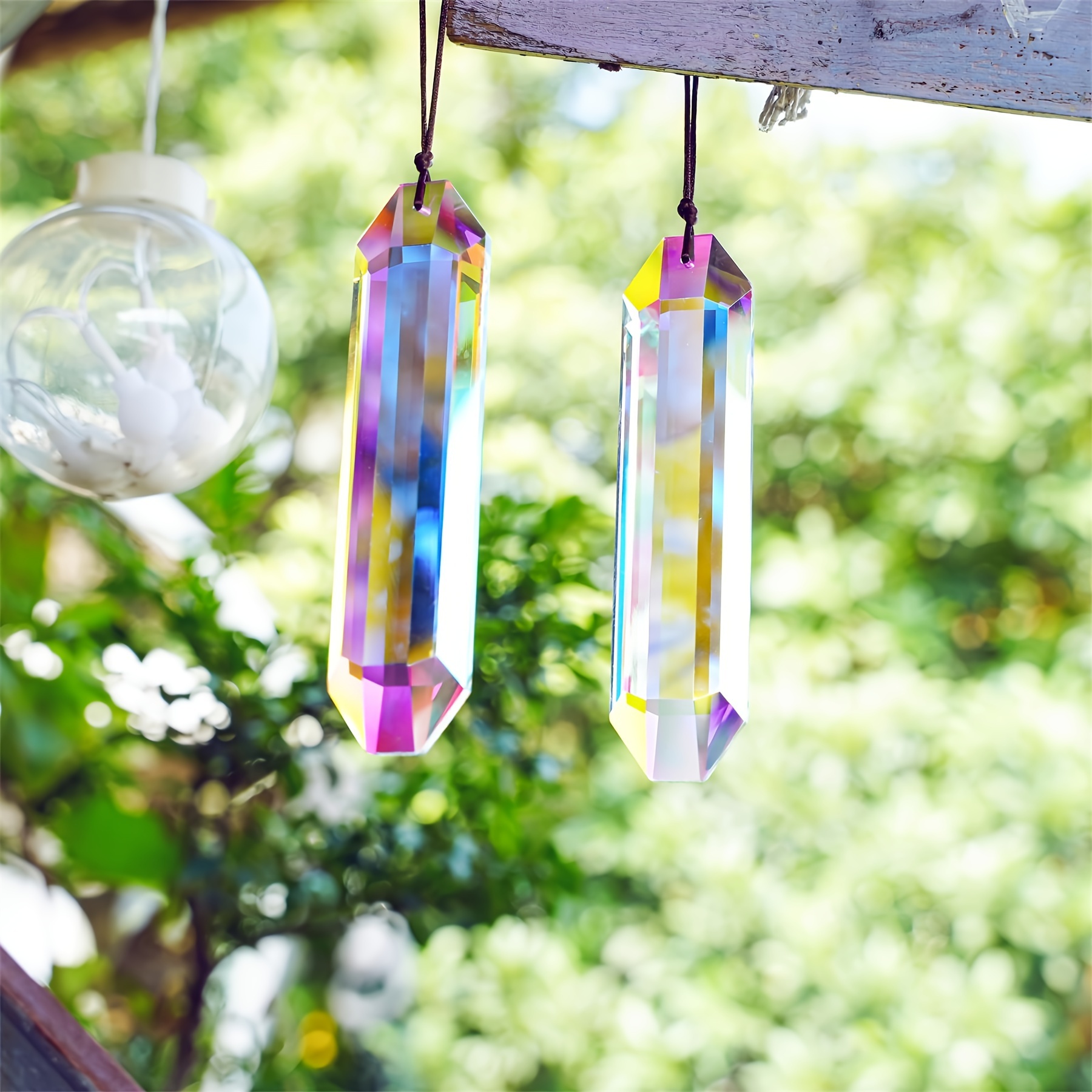 TEMU 2pcs Large Prism, Hanging Light With Glass Prism, Suitable For Window, Balcony, Kitchen, Garden Decoration (a# Transparent Ab Color 2pcs)