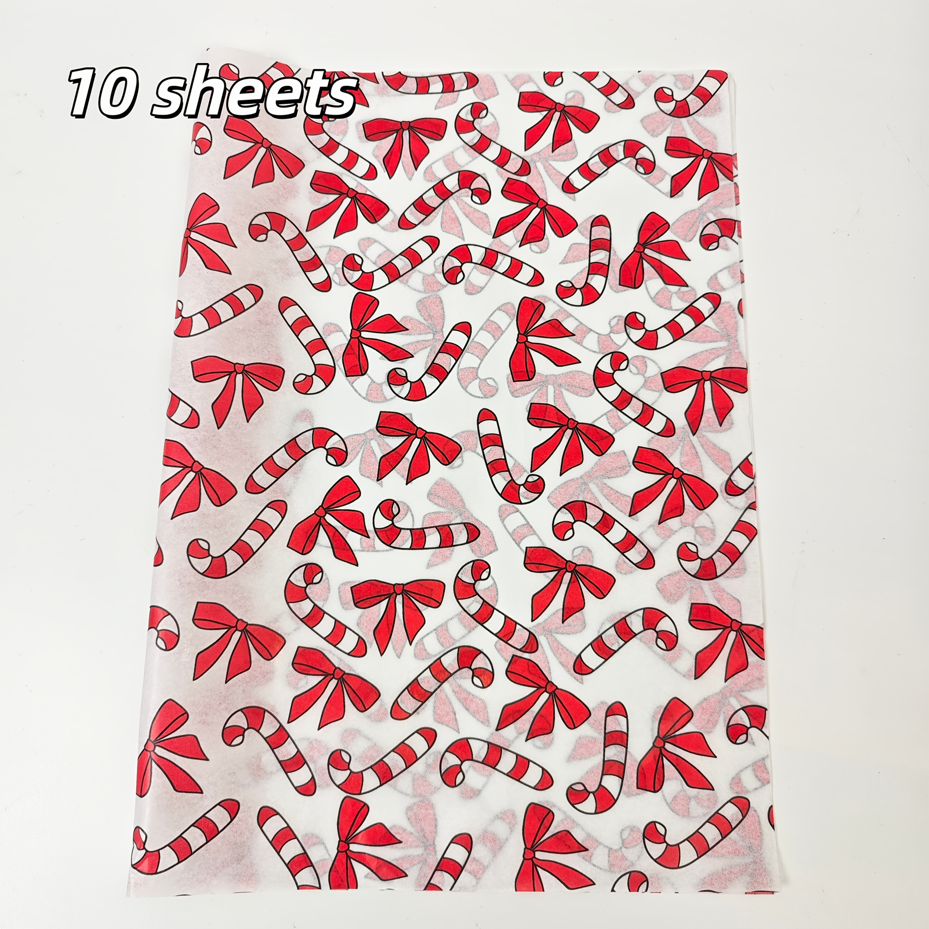 TEMU Thin Paper With Christmas-style Candy Cane Pattern, Featuring Candy And Bowknots - 50cm*35cm, Handmade Wrapping Paper, Gift Box Filling, Party