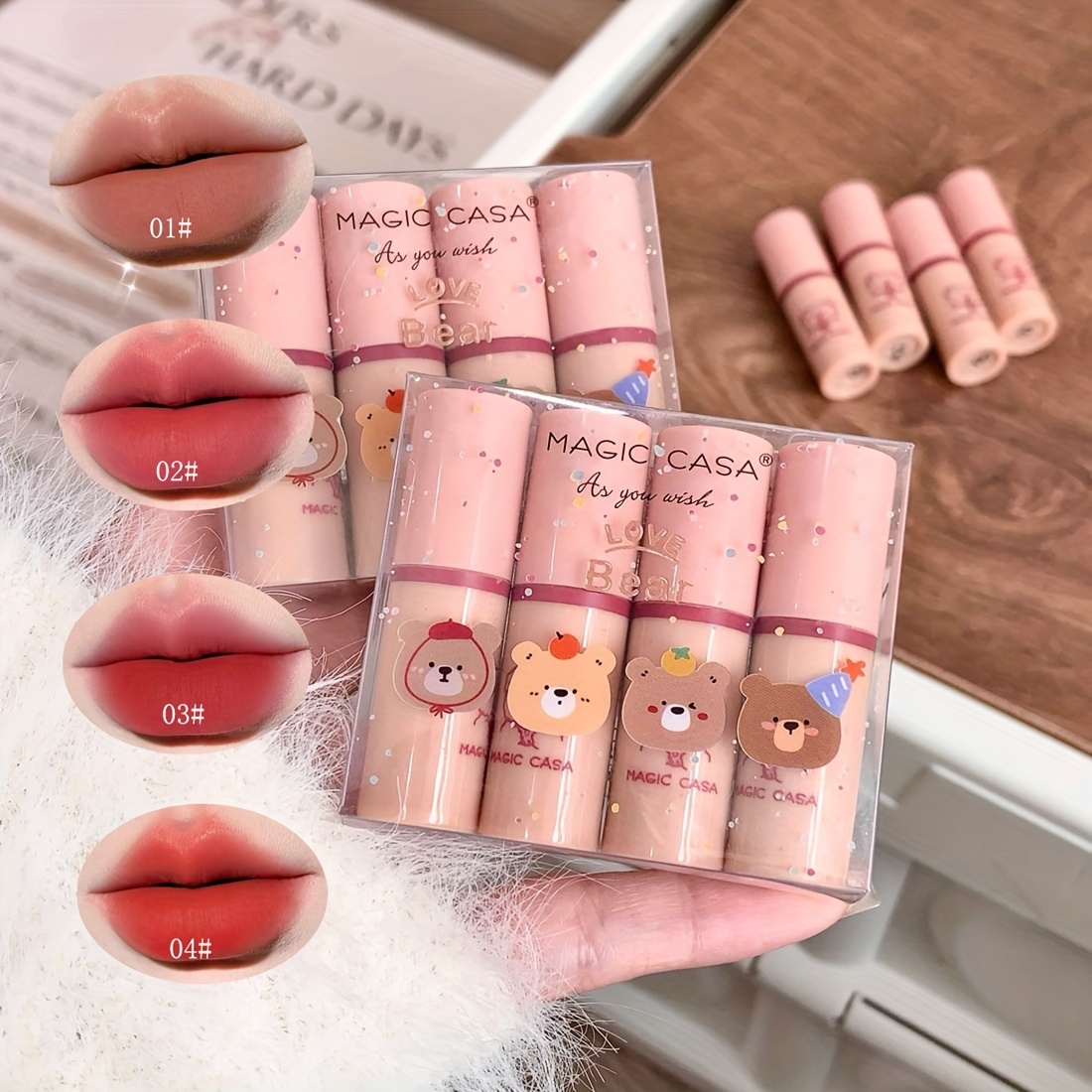mini bear set lip mud matte long - Temu Mauritius