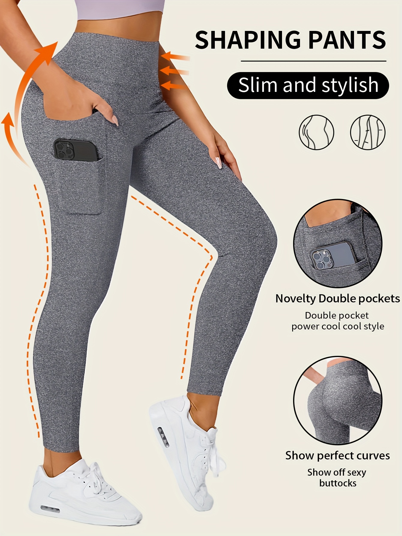 Women's High Waist Pocketed Leggings Tummy Control Yoga Pants with Pockets  for Women 