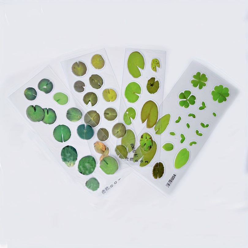 

4pcs 3d Resin Goldfish Leaves Stickers, Duckweed Koi Pond Clear Film Sticker, Resin Decorative Sticker