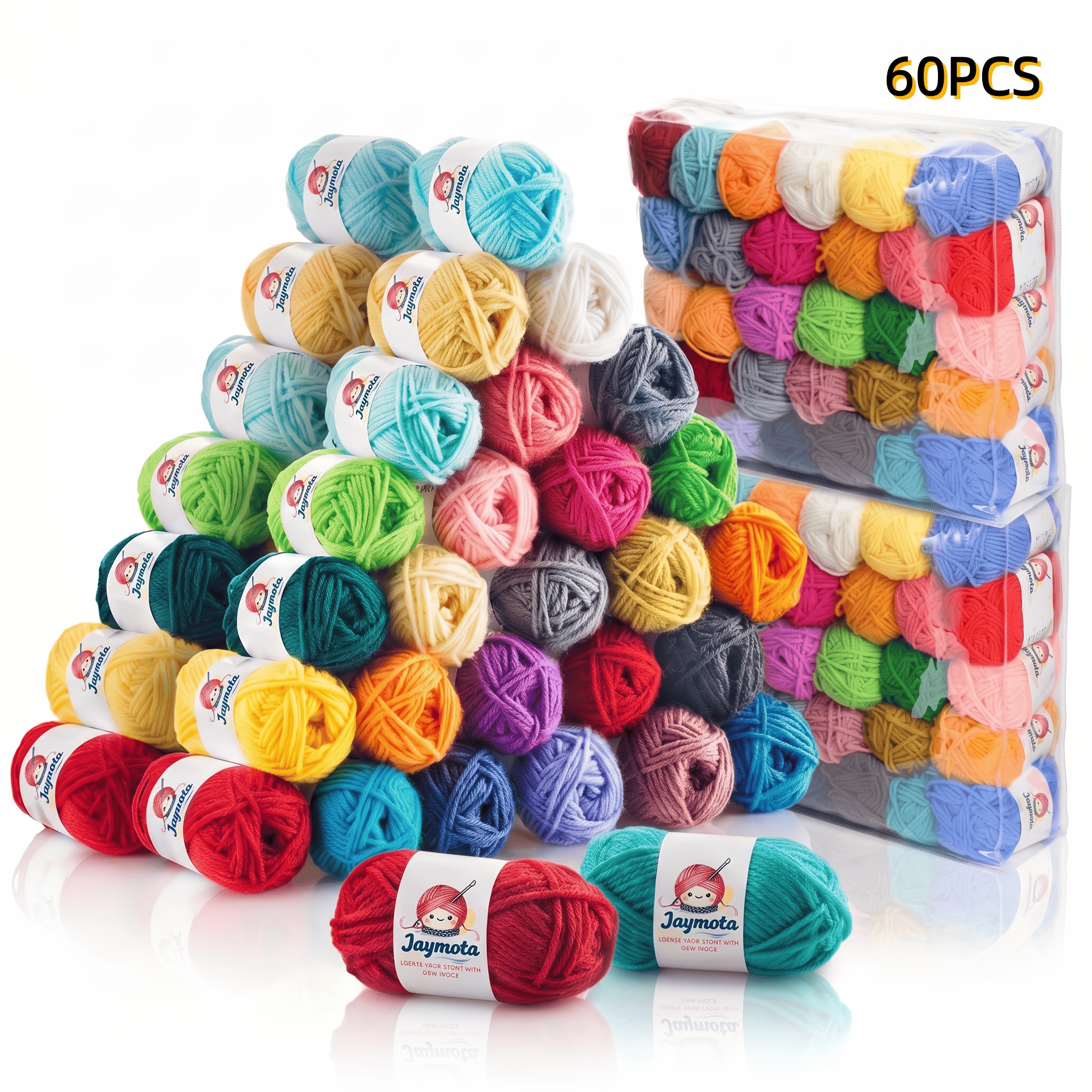 Image of Acrylic Yarn 16/30/60pcs, 2962m Total Length For 60 Skeins, Assorted Yarn Balls, Crochet Knitting Craft Yarn, Storage Bag Included For 30 & 60pcs Set