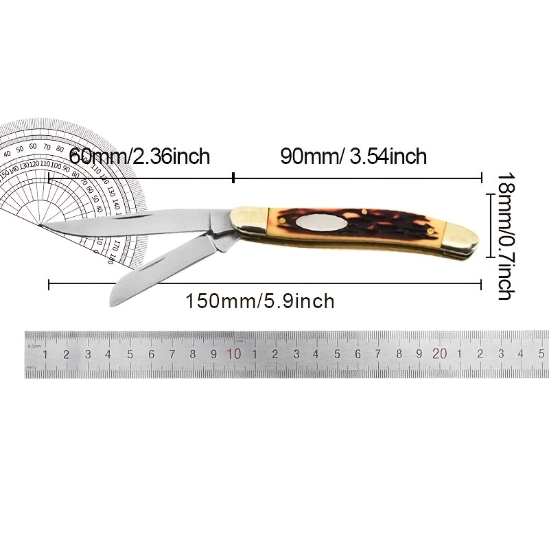TEMU 1pc Advanced Outdoor Universal Stainless Steel Knife - Foldable, Classic Vintage , Suitable For Camping, Meat Knife, Tree Trimming, Fruit Knife,