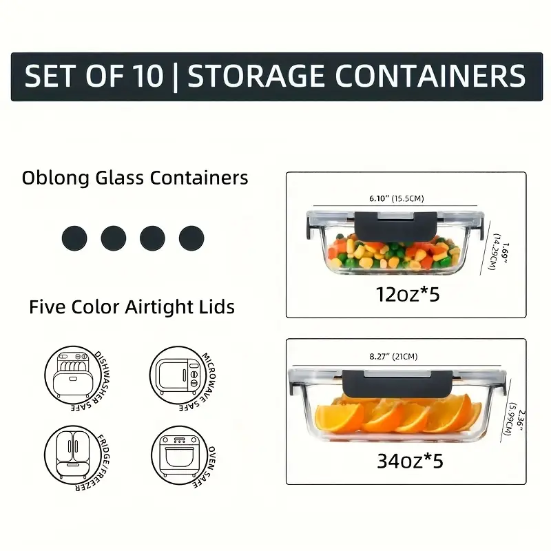 20pcs food storage containers kitchen organizers and storage leakproof meal prep containers local warehouse 20pcs including 10pcs glass containers with 10 lids airtight freezer meal prep container for pantry and kitchen organization Product details 1