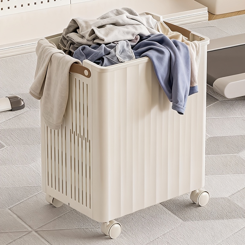 Large Capacity Mop Holder with Wheels, Laundry Hamper Cart,... product image 5