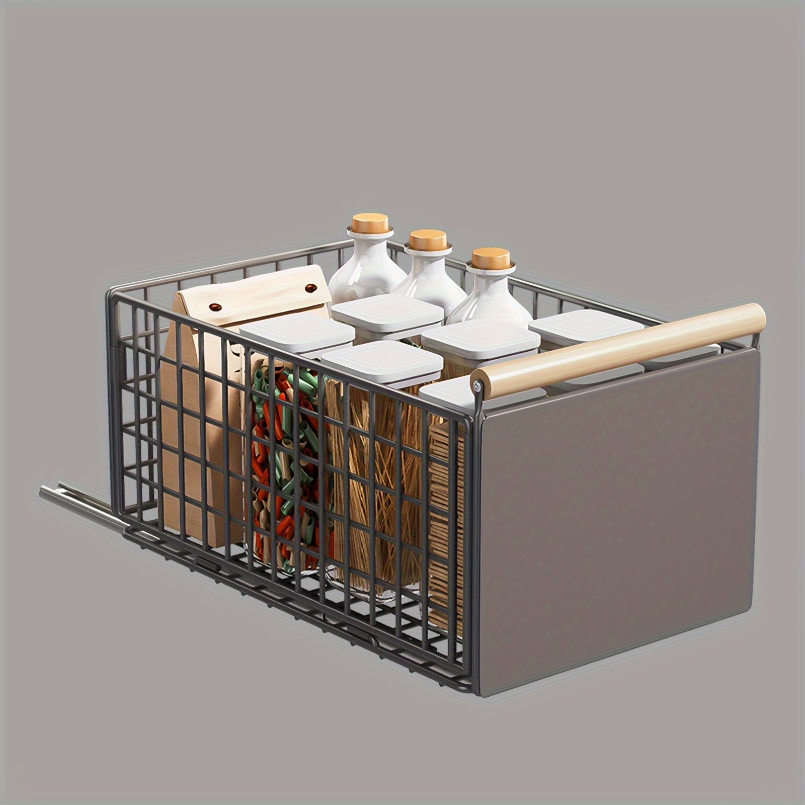 

Panier de Rangement Extractible Gain de Place - Métal, Design Contemporain pour Placards de Cuisine & Salle de Bain