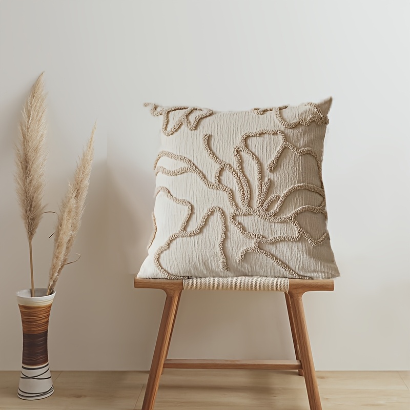 Image of 1pc Bohemian Moroccan Geometric Tassel Pillow Cover, Chenille And Comfortable Pillow Cover, Suitable For Home Sofa Patio Furniture Bench Sofa Porch Decoration, Excluding Throw Pillow Filler