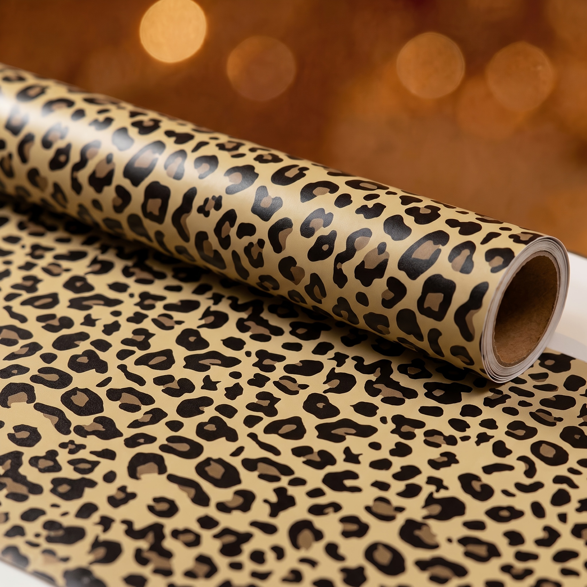 Image of Leopard Print Paper Wrapping Paper Roll, 17"x118", Vintage Animal Pattern Gift Wrap, Suitable For Birthday, Holiday, Children's Party, And Wedding Gift Wrapping