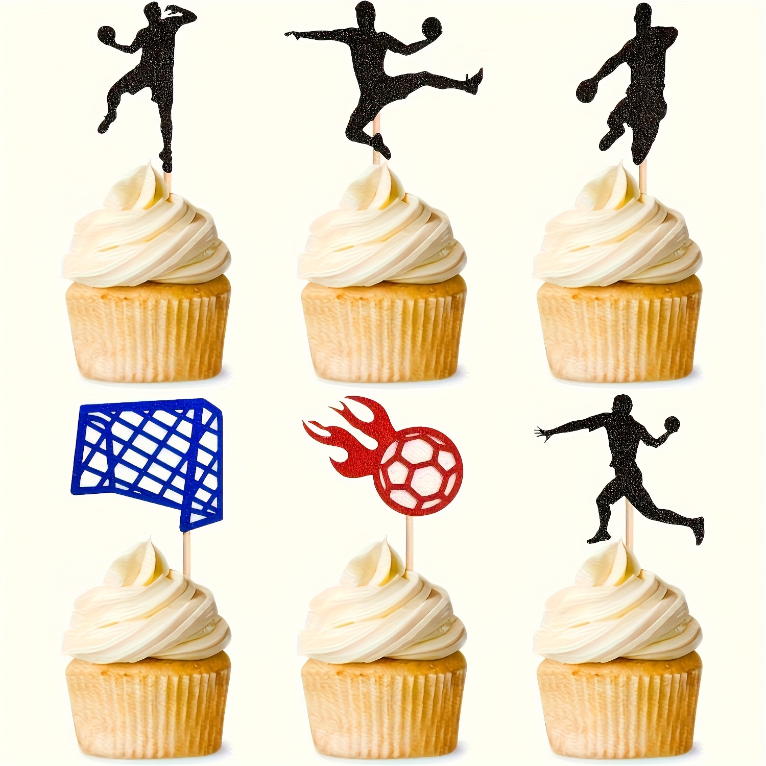 12pcs Handball Cupcake Toppers Handball Cake Topper Sports Cake Decoration For Handball Party Decoration Sports Party Decoration