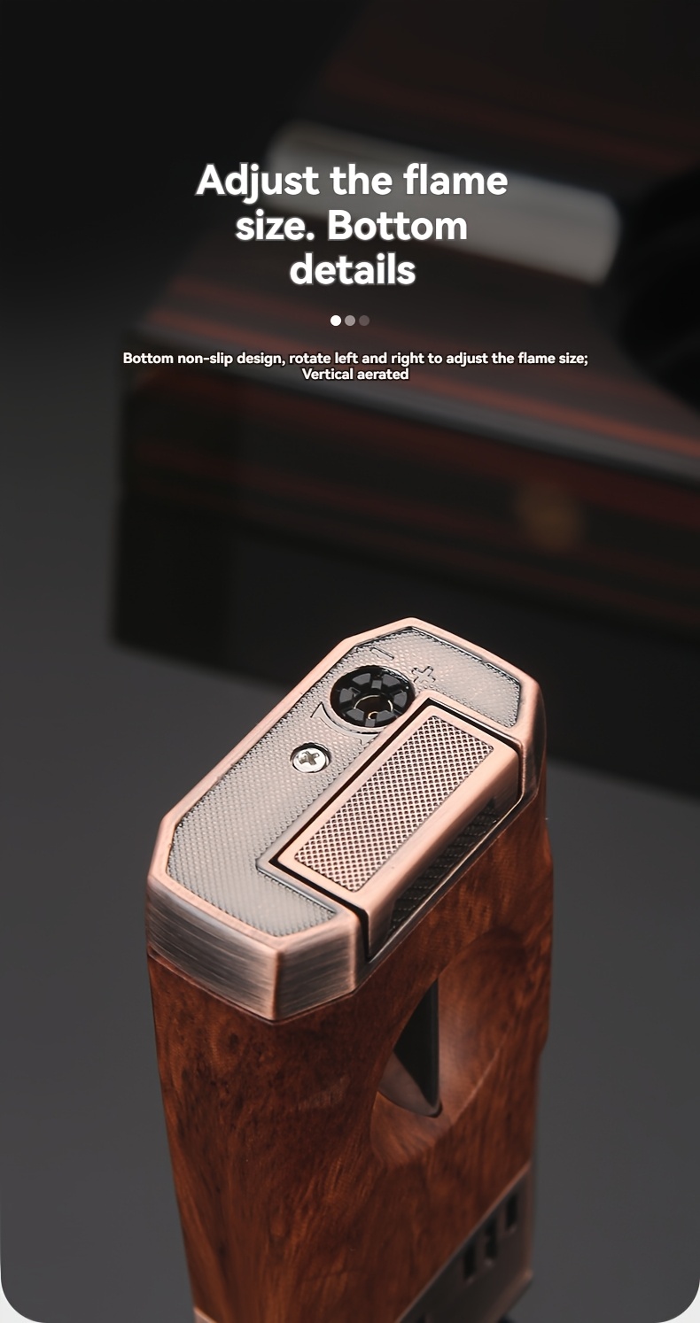 (Fuel Not Included) Cigar Lighter, Torch Lighter With V-shaped Cigar Cutter, Built-in Cigar Clip, Visible Air Window, Cigar Torch Lighter, Cool Lighter Suitable For Candles, Dual Windproof Jet Flame, Integrated Torch Cigar Lighter With Double Flame