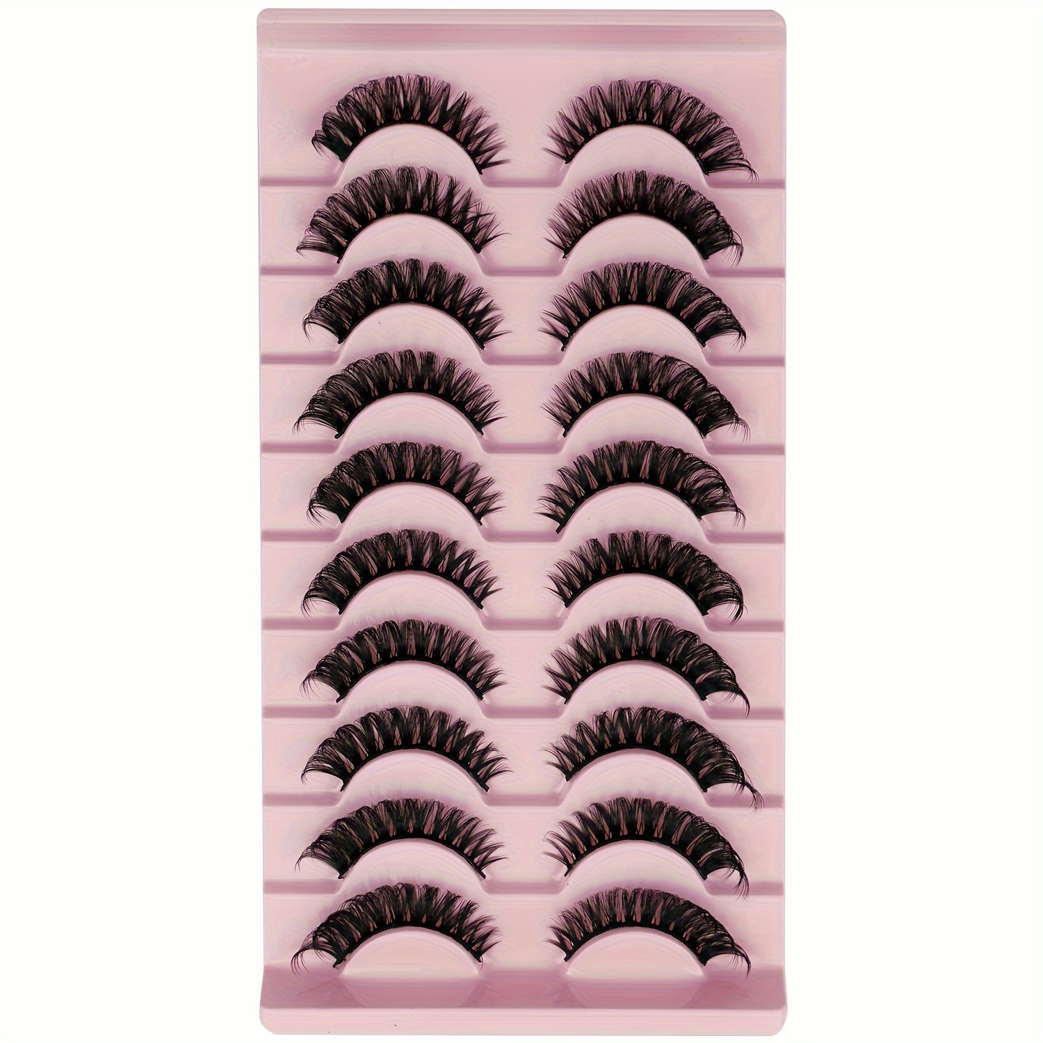 10 Pairs Ichickiss 5d Reusable Mink Eyelashes - Anime//-eye Styles With , D-curve Volume Boosting False Lashes, Handmade Lash Strips Suitable For Daily Wear, & Volume