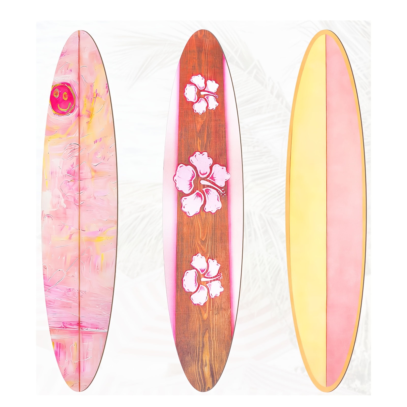 TEMU 1 Ensemble de Décoration Murale en Bois pour Planche de Surf, Panneau Mural en Bois Rose pour Planche de Surf, Décoration de Chambre Style Plage