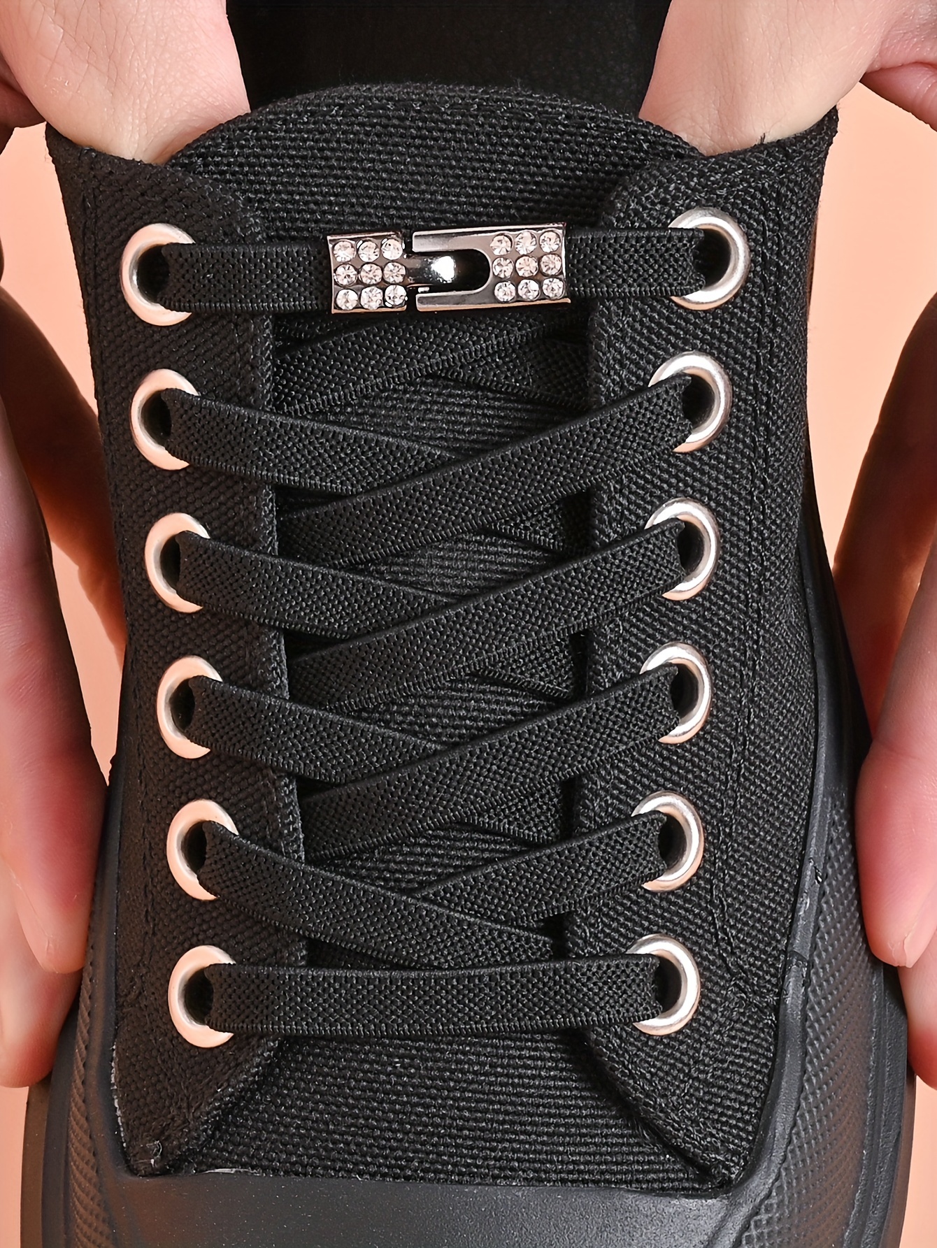 1pair Fashion Elastic Flat Shoelaces With Metal Buckles, No Need To Tie Shoelace, Suitable For Board Shoes, Sports Shoes