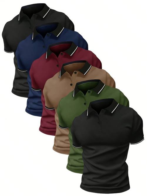 6pcs mens shirt short sleeve sports golf shirt mens casual summer outdoor t shirt