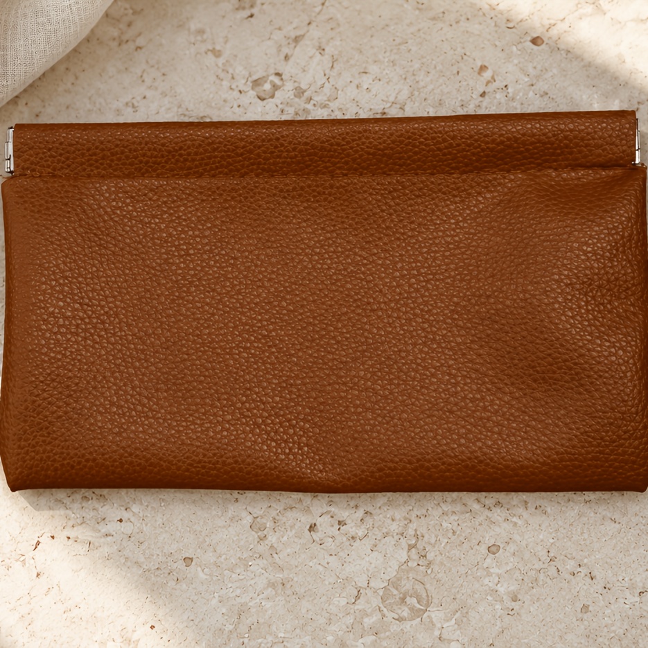 TEMU Billetera larga vintage de material PU con automático, grande para billetes y pequeño para monedas, con cierre a presión