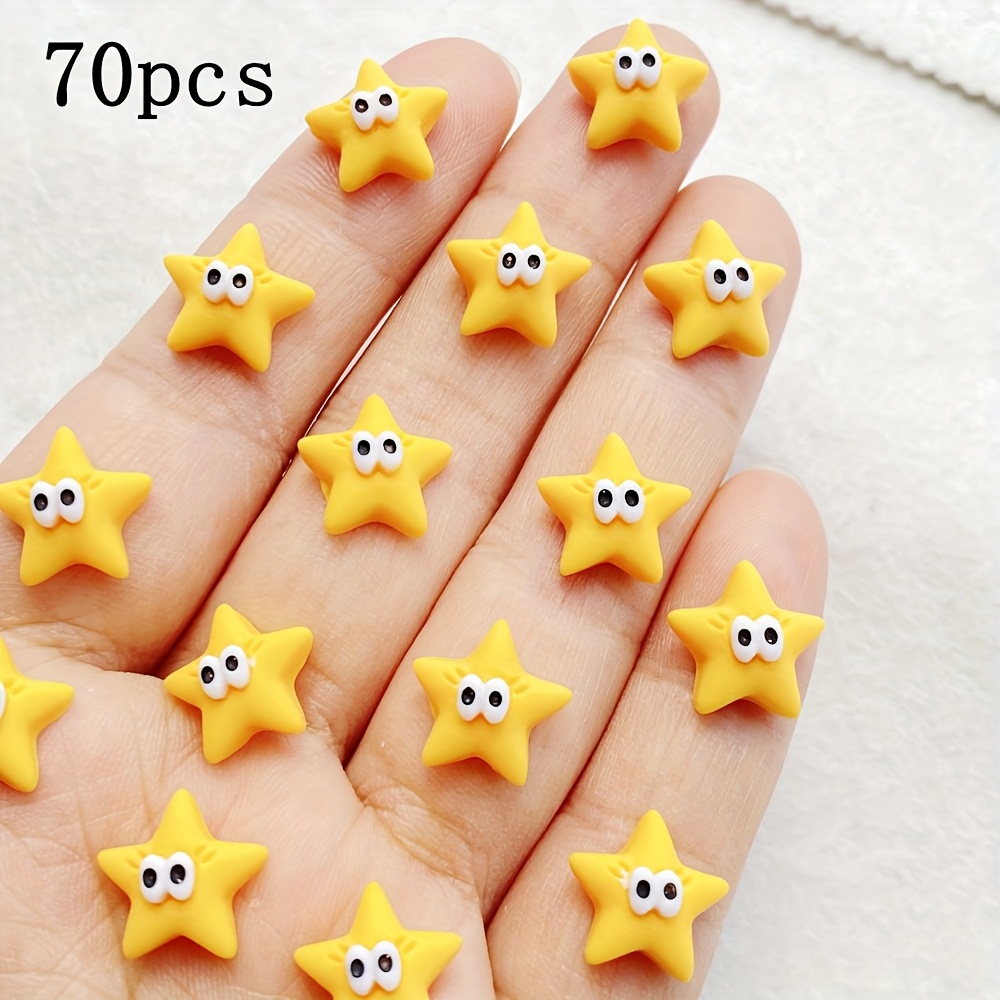Image of 20/45/70pcs Resin Cute Cartoon Eyes Star Ornaments - Decals For Diy Nail Art, Scrapbooking, Wedding Decor, And Crafts - Perfect For Nail Art And