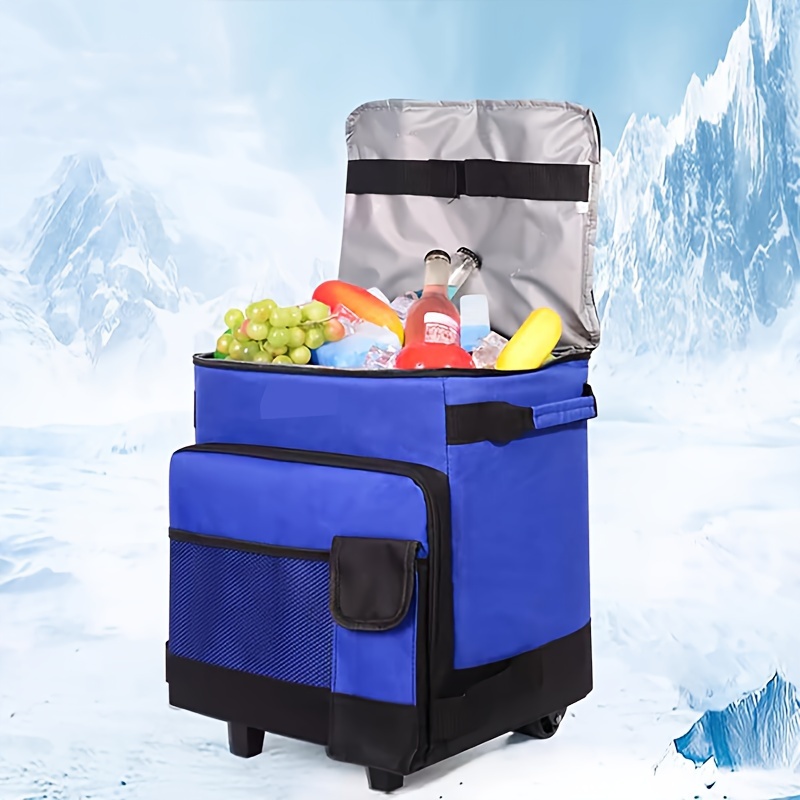 [Portable Rolling Cooler] Collapsible Rolling Cooler - Portable Leakproof Insulated Soft Cooler Bag With Wheels And Handle For Beach Camping Patio Travel Outdoor Ball Fields