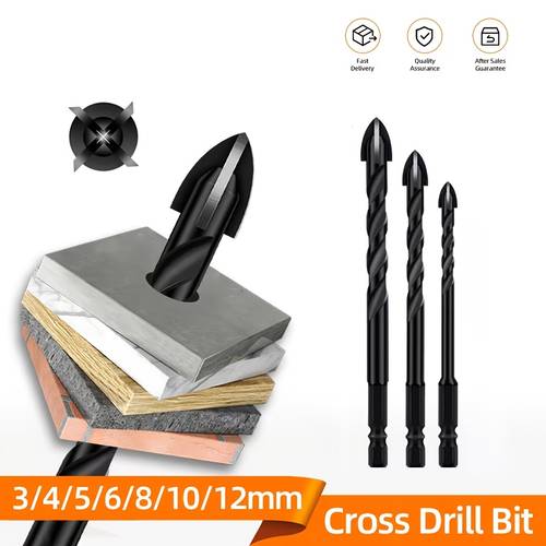 10/6/3pcs Masonry Drill Bits, Concrete Drill Bit Set for Tile, Brick, Glass, Plastic And Wood, Tip with Ceramic Tile, Wall Mirror, Paver on Concrete Or Brick Wall