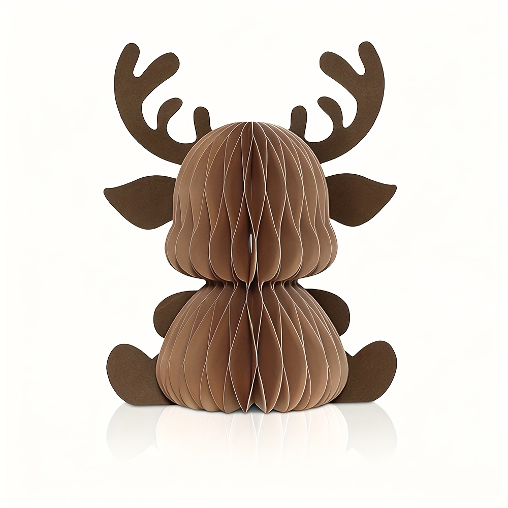 Image of 1pc Paper Honeycomb Reindeer Christmas Decoration - Elk Tabletop Ornament For Decor And Christmas Party Table Centerpiece