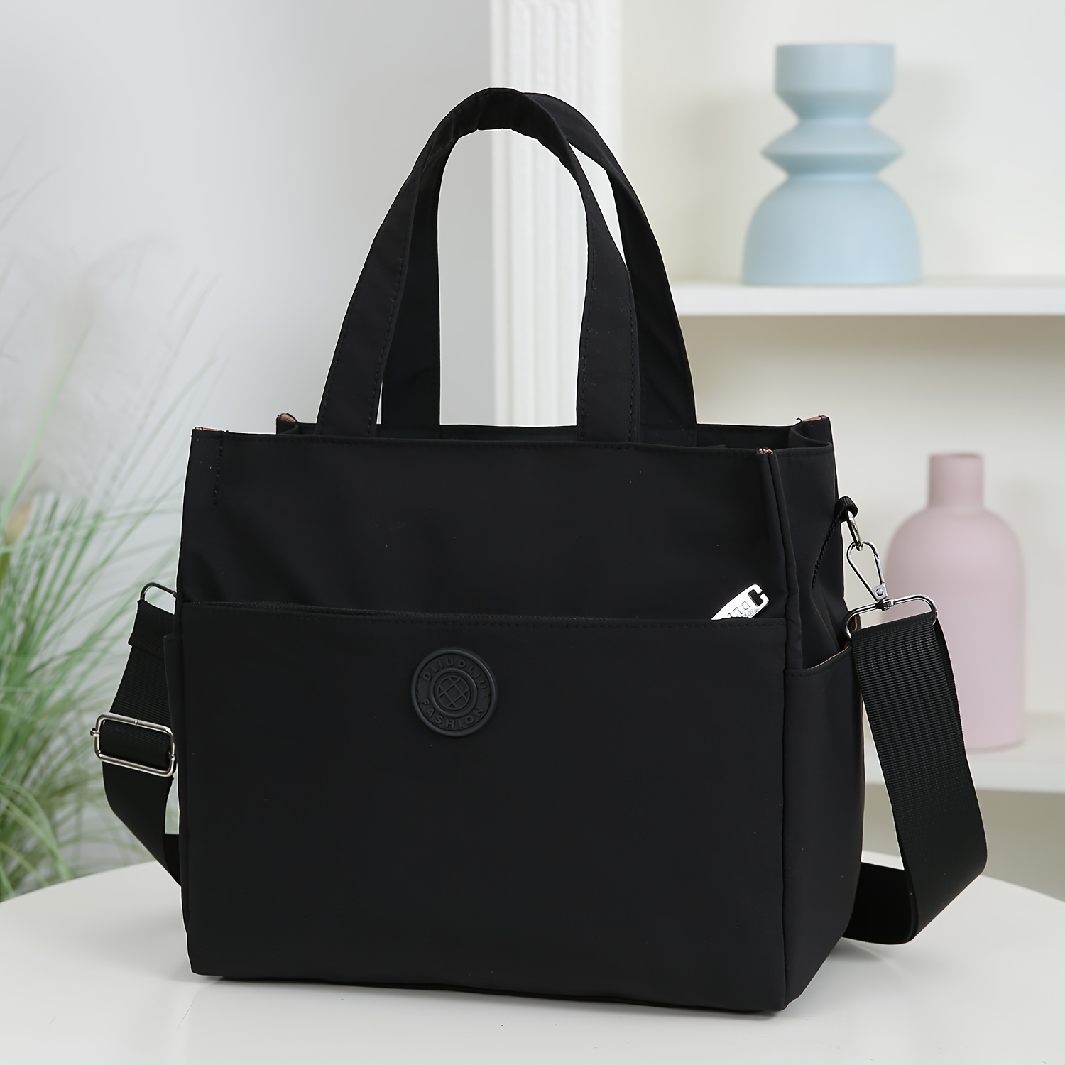 TEMU New Product, Thickened Solid-color Fabric, Large Capacity, Single-shoulder Bag, Crossbody Bag, Tote Bag, Handbag, Shopping Bag, Utility Bag,