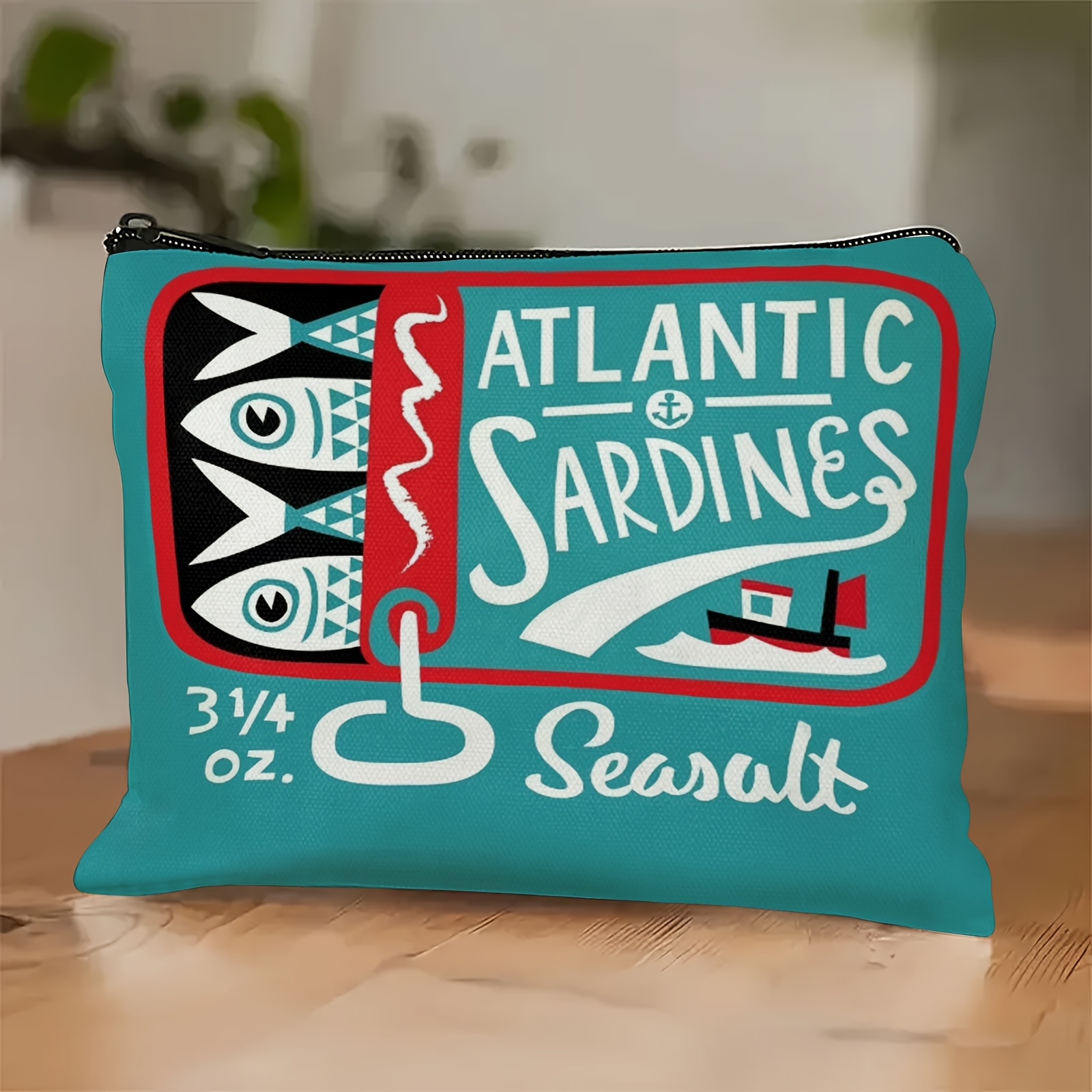 

Tin Of Zipper Pouch, Sardine Cosmetic Bag