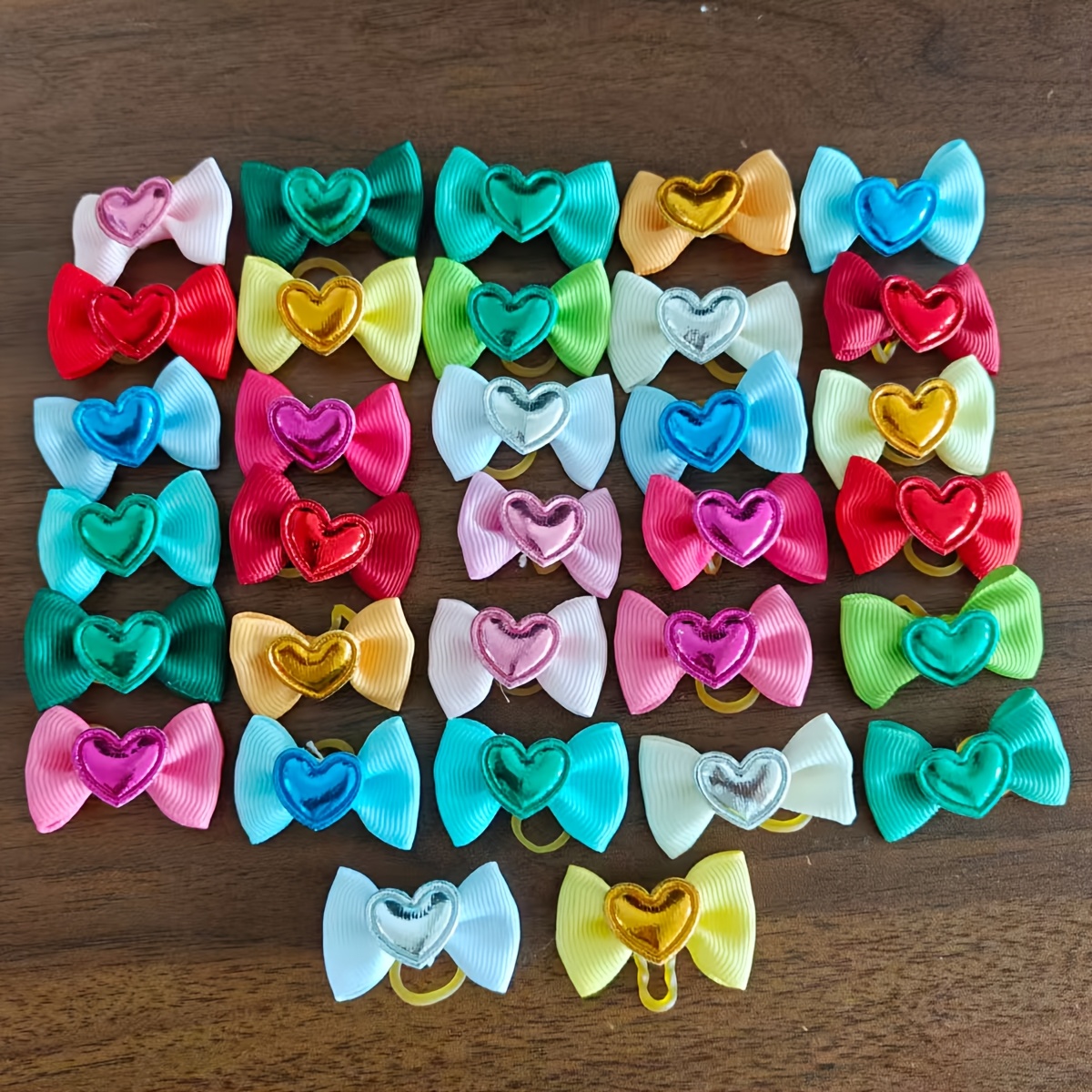 Temu – TEMU 19pcs Sequin Love Heart Bow Pet Hair Additions Dog Headwear Random Color Pet Supplies