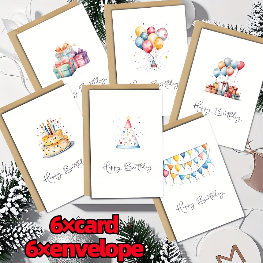 TEMU 12pcs Set Of Fun Animal Birthday Greeting Cards With Envelopes - Blank Animal Watercolor Cards - Suitable For As Note Cards, Cards, Birthday