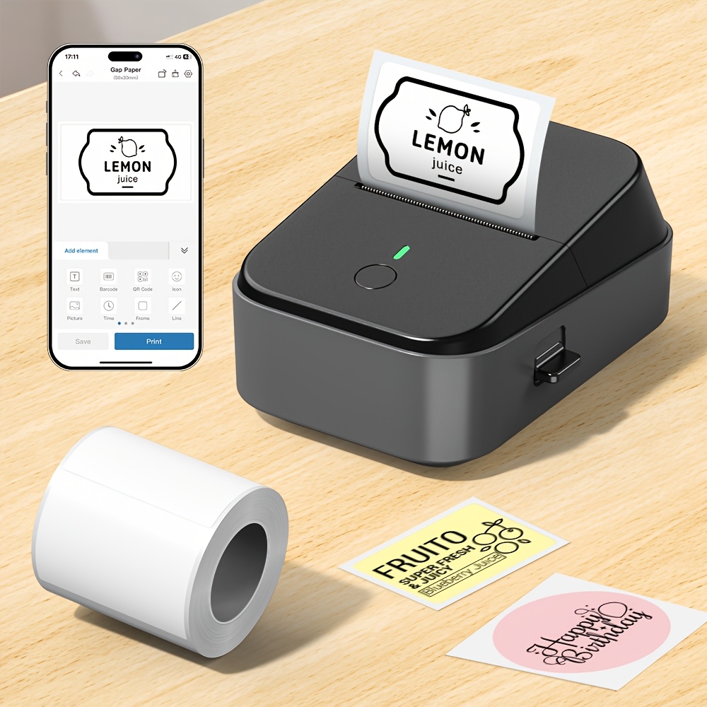 TEMU Portable Wireless Label Printer | Compatible For Windows Pc, Ios & Android Smartphones - Thermal Paper, Labels, Shipping Tags & Inventory System