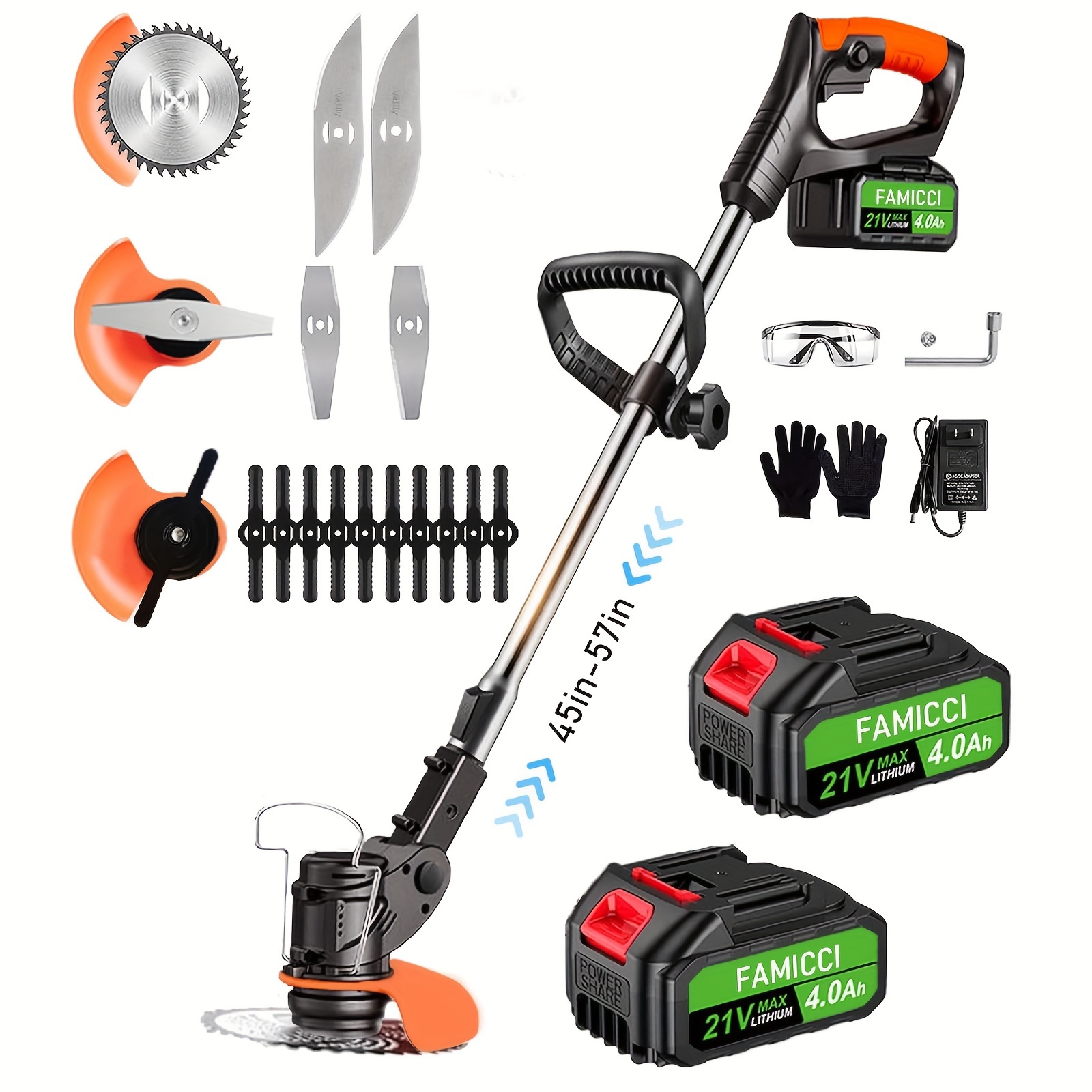 

Cordless 21v Garden With 2pcs 4.0ah Batteries&25pcs Blade&removable Wheels Electric Lightweight Battery Height Adjustable Metal Blade For Gardens Lawns