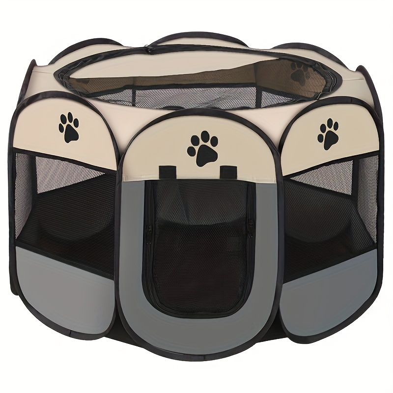 TEMU Octagonal Pet Enclosure Pet Tent Oxford Bunai Scratch Foldable Dog Cage Dog Maternity Room Kennel Cat Kennel
