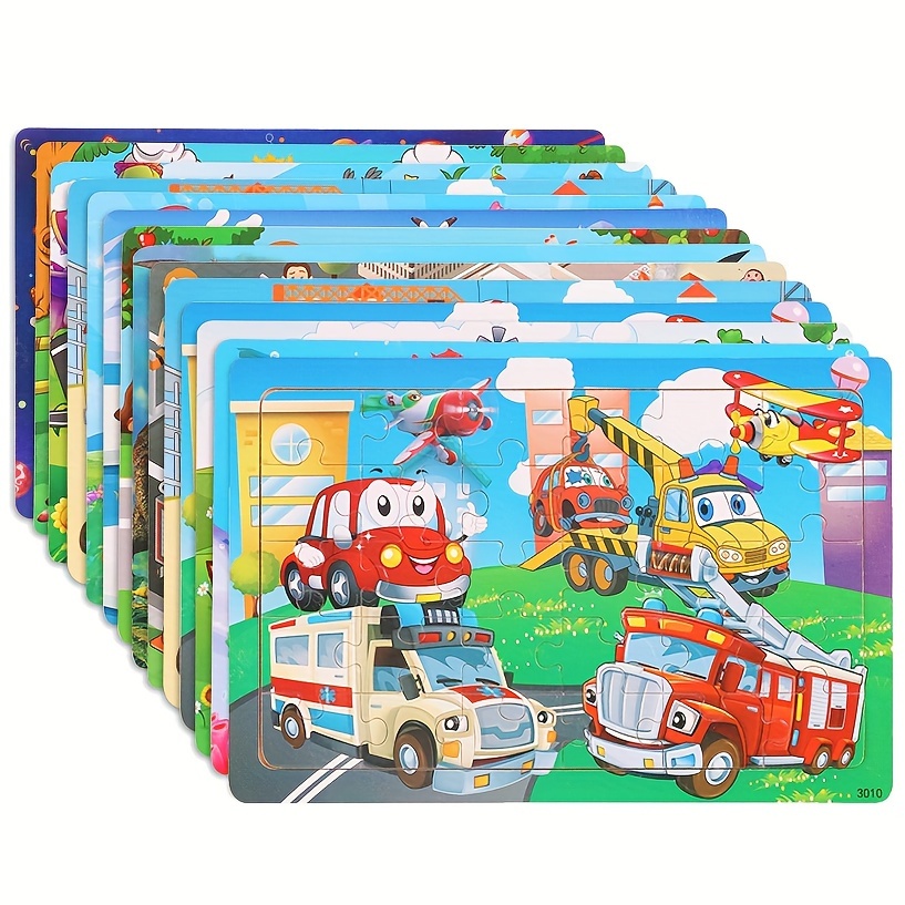 

30pcs Wooden Puzzle For Children, Animals, Dinosaurs, Cartoons, Wooden Flat Puzzle For Kindergarten Early Education, Toys To Improve