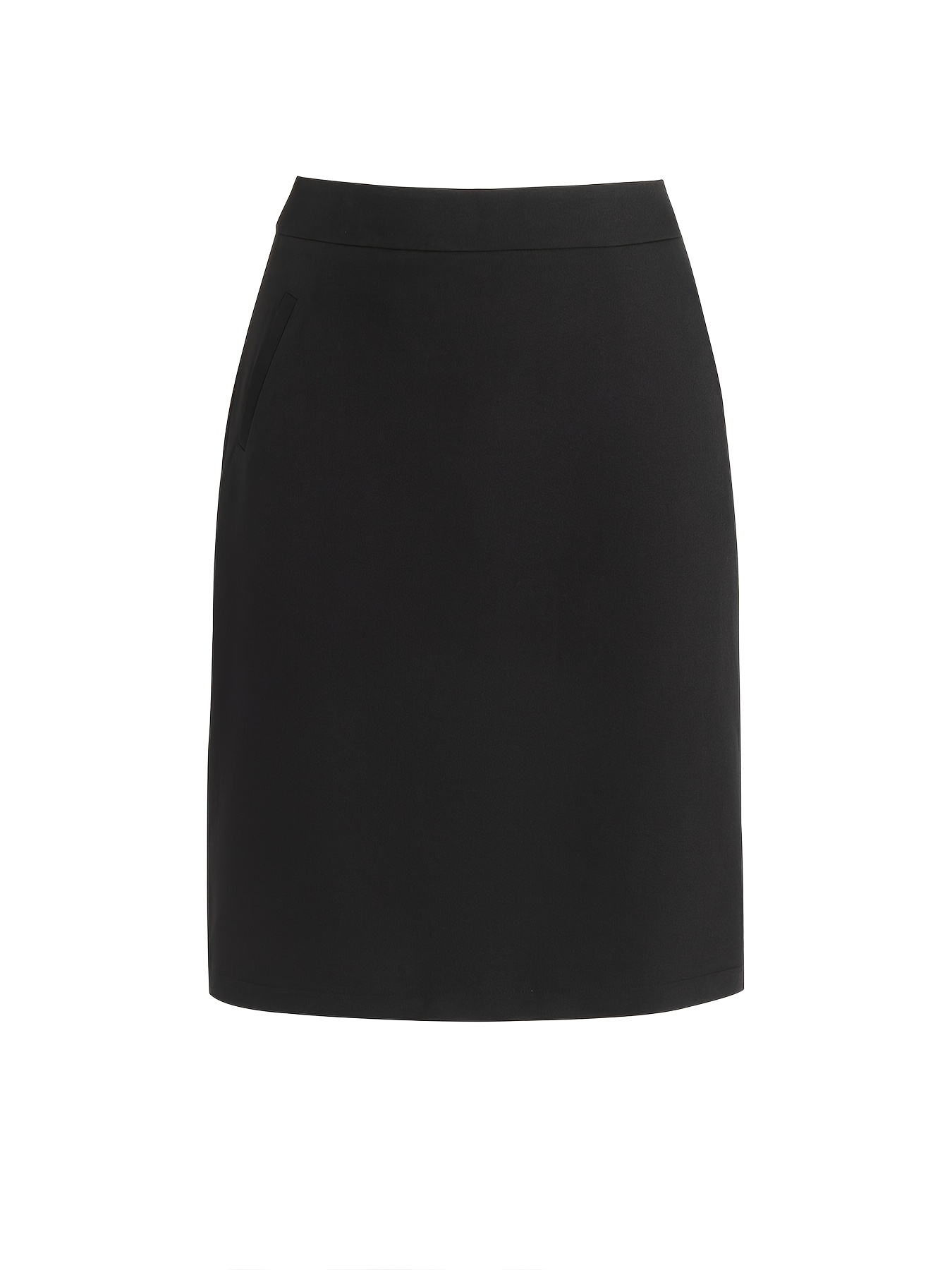 womens solid black pockets zipper detail length skirt Temu Australia