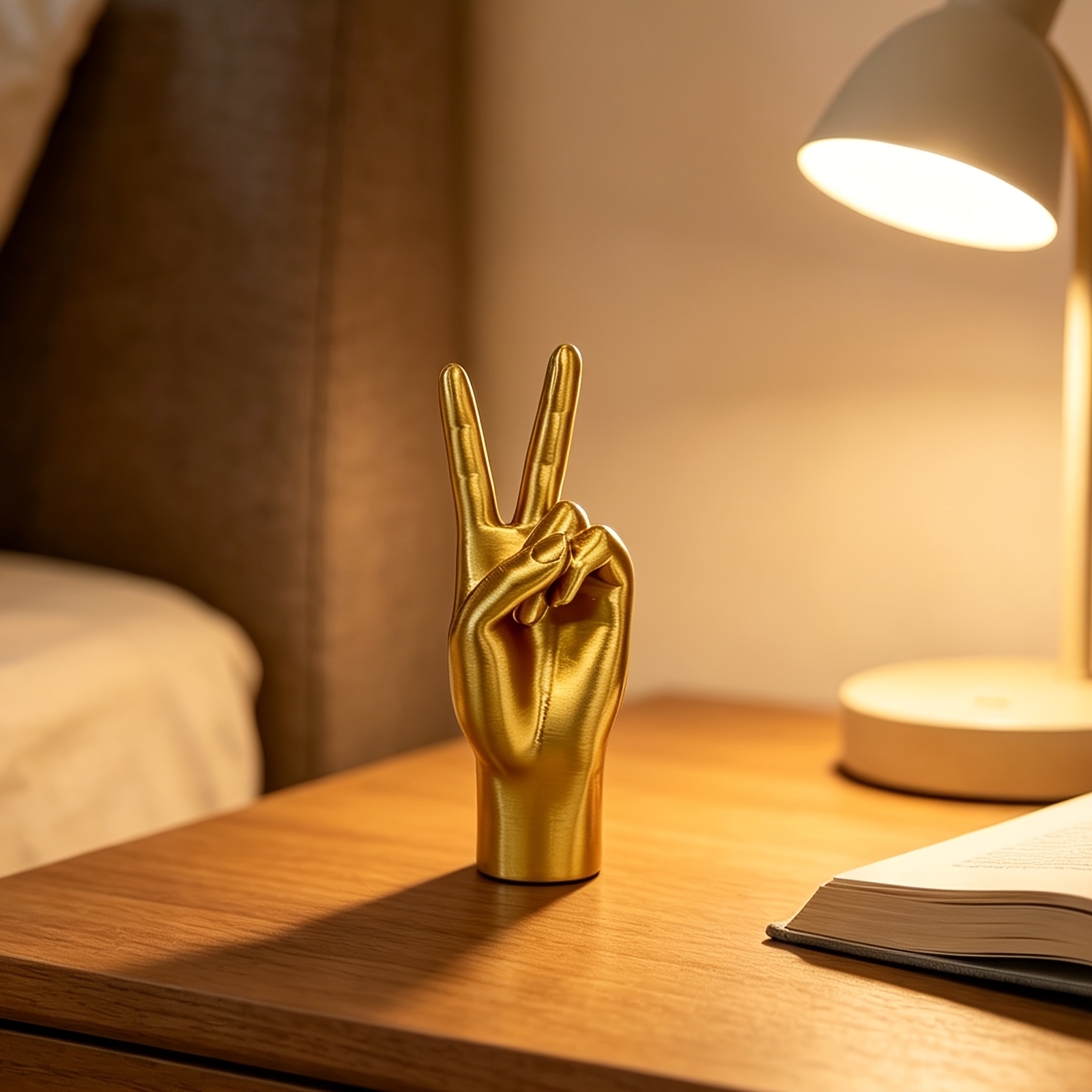 TEMU 1pc 1pcs Victory & Peace Hand Gesture Statue - 3d Printed Plastic Figurine Suitable For Home/office Desk Decor, Peace Sign Gift For Graduation,