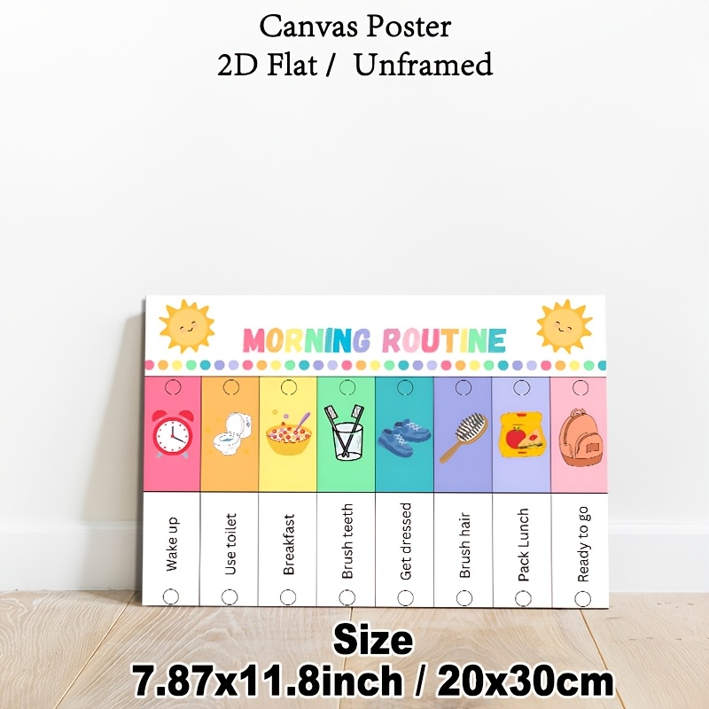 TEMU 2d Flat, 2d Flat Posters And Prints, 1pc For Home Decor Canvas Poster No Frame, Morning Checklist Painting Poster, Colorful Soft Pastel Daily