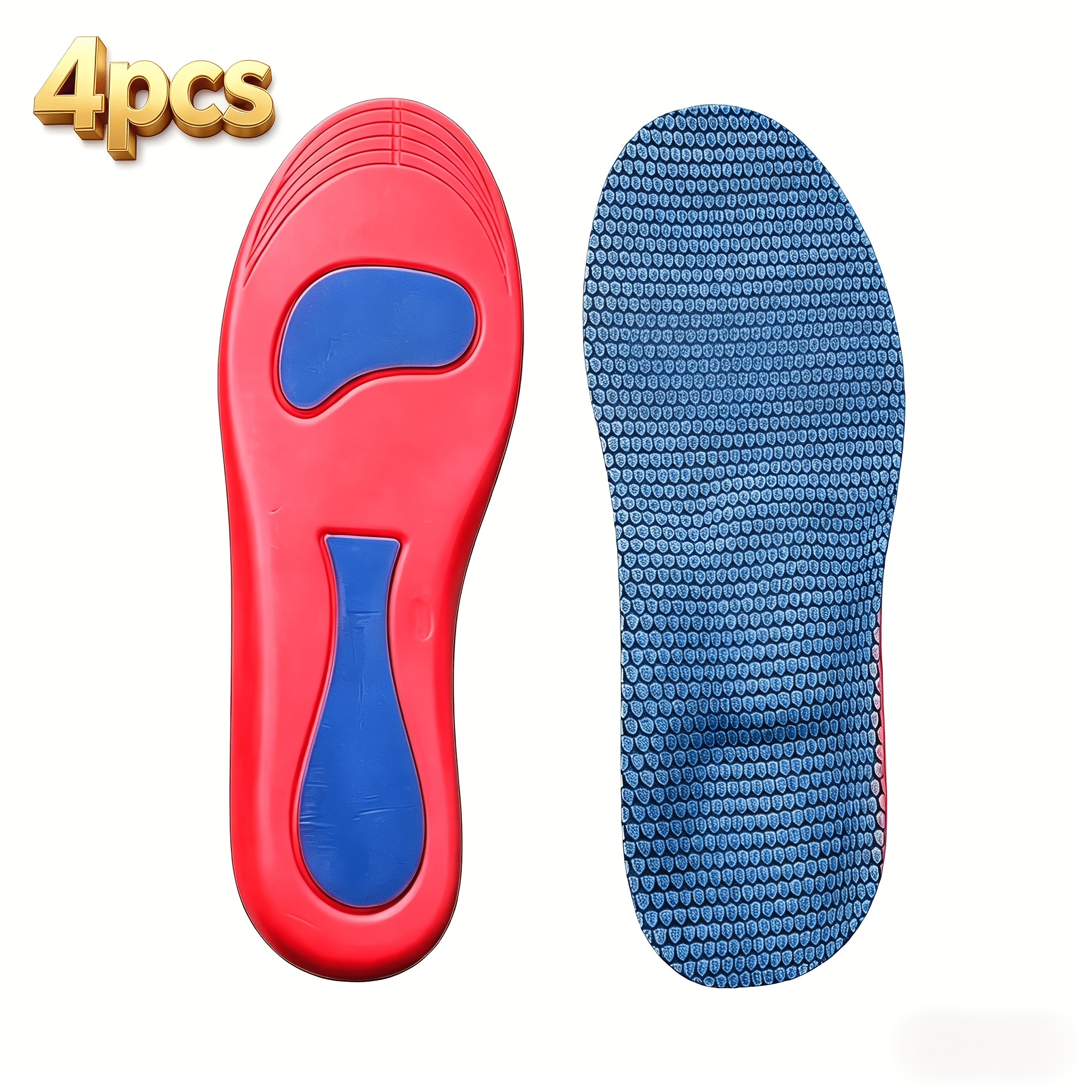 Image of 4pcs Tumh Arch Support Insoles For - Shoe Inserts With Absorption, Arch, Breathable Cushioning Suitable For Hiking,, Travel, For Sneakers,, Athletic Footwear
