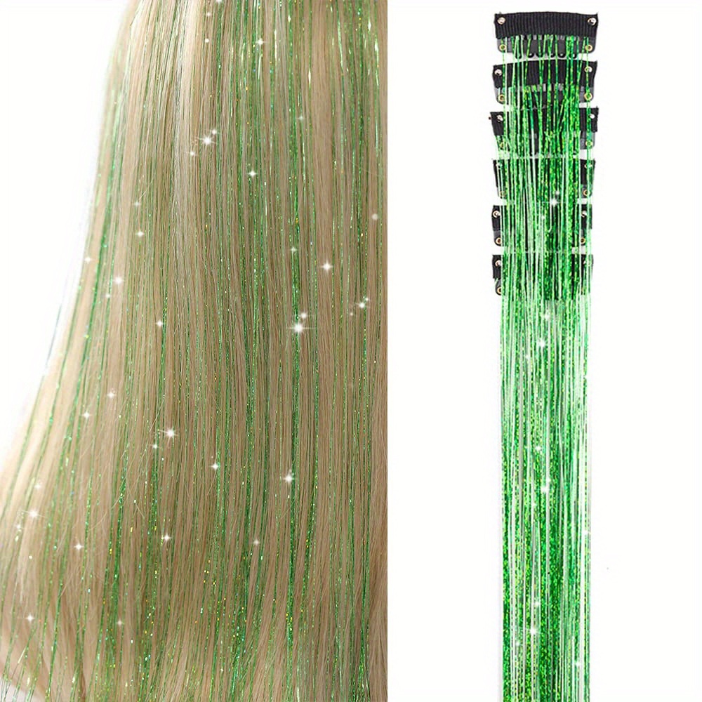 E-shop Haar-Luftschlangen-Set, 6 Stück, Clip-in Haar-Luftschlangen, bunte Glitzer-Luftschlangen-Haarverlängerungen, Feen-Luftschlangen-Haar,