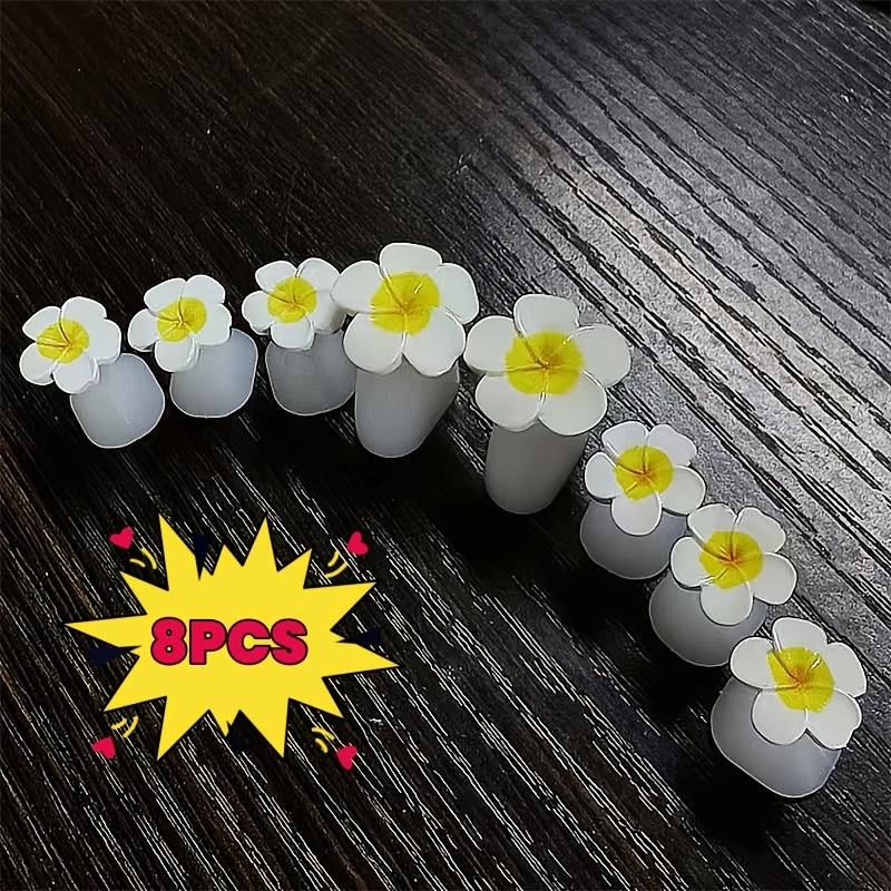 TEMU 8pcs Plumeria Flower Shaped Silicone Toe Separators, Soft Flexible Washable Reusable Pedicure Toe Dividers, 2 Large And 6 Small Nail Art Toe