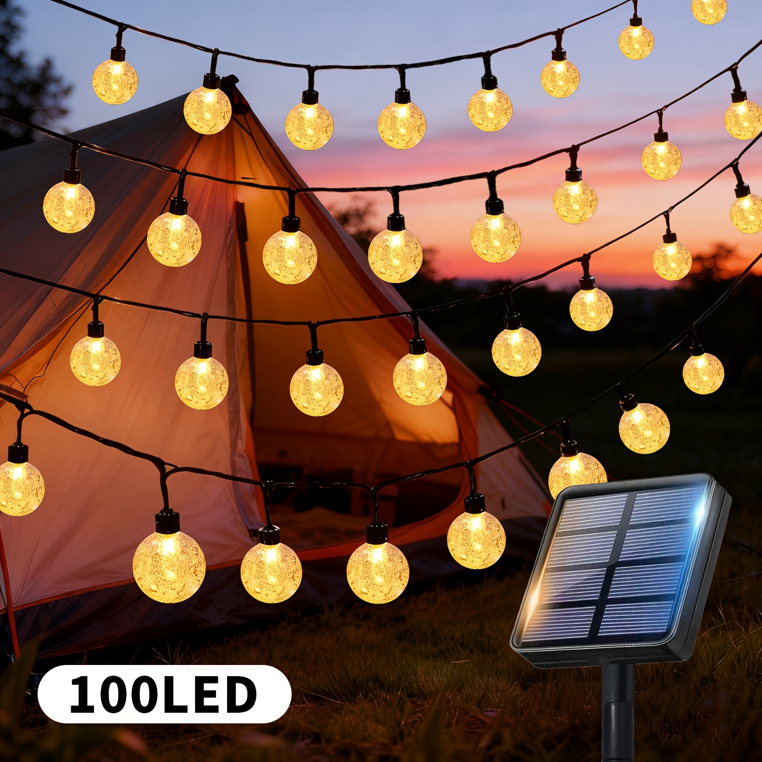 Image of /100 Led Outdoor Solar String Lights, Support 12 Lighting , Intelligent Sensing, Suitable For Gardens, Lawns, Trees, Flower Beds, Trees, Holiday Decorations, Spring And Summer Landscape Decorations