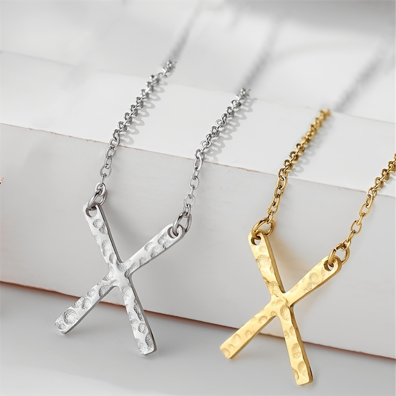Women's Stainless Steel X Pendant Necklace