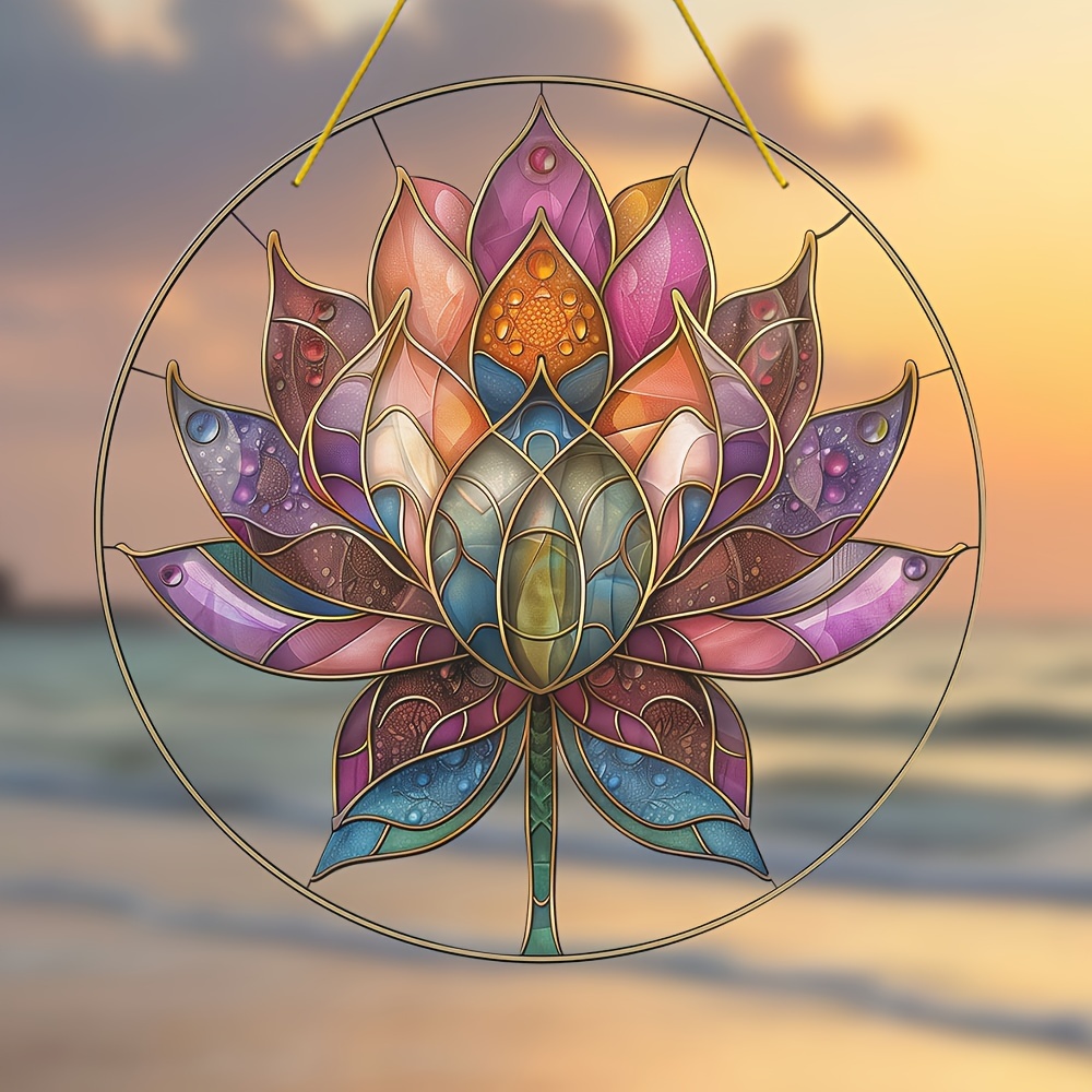 

For Lotus Sun - 8"x8" Acrylic, Washable Hanging Window Decor For Home & Garden, Patio, Porch, Yard - Ideal Housewarming Gift & Party Decoration