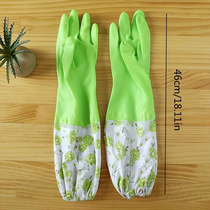 1 pair unisex premium plush thickened rubber cleaning gloves waterproof kitchen dishwashing gloves non slip household outdoor gardening gloves   laundry car wash cleaning supplies tools back to school   cleaning essentials lead free pvc water resistant abrasion resistant for bathroom toilet clothes outdoor use details 7