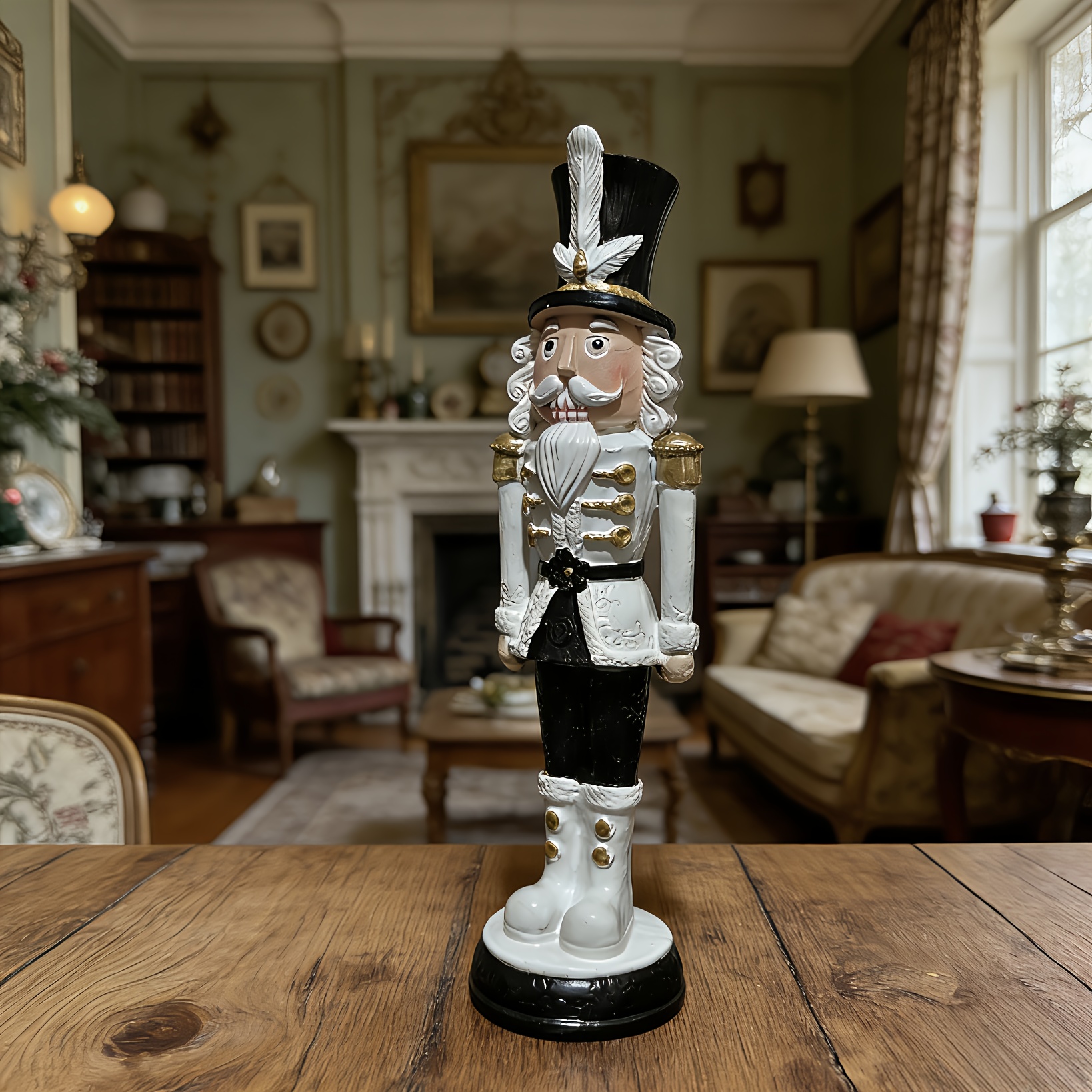 TEMU A Vintage European-style Nutcracker Ornament Made Of Resin, Suitable For Country-style Christmas Decor, , And French Romantic Aesthetics. Ideal