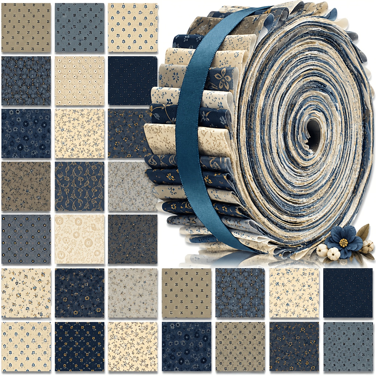 TEMU 39pieces, 6.5 X 50 Cm (2.55 X 19.7 In) Vintage Bohemian Style. Long Strip Quilted Fabric, Craft Material, Includes A Set With Patterns, Pre-cut