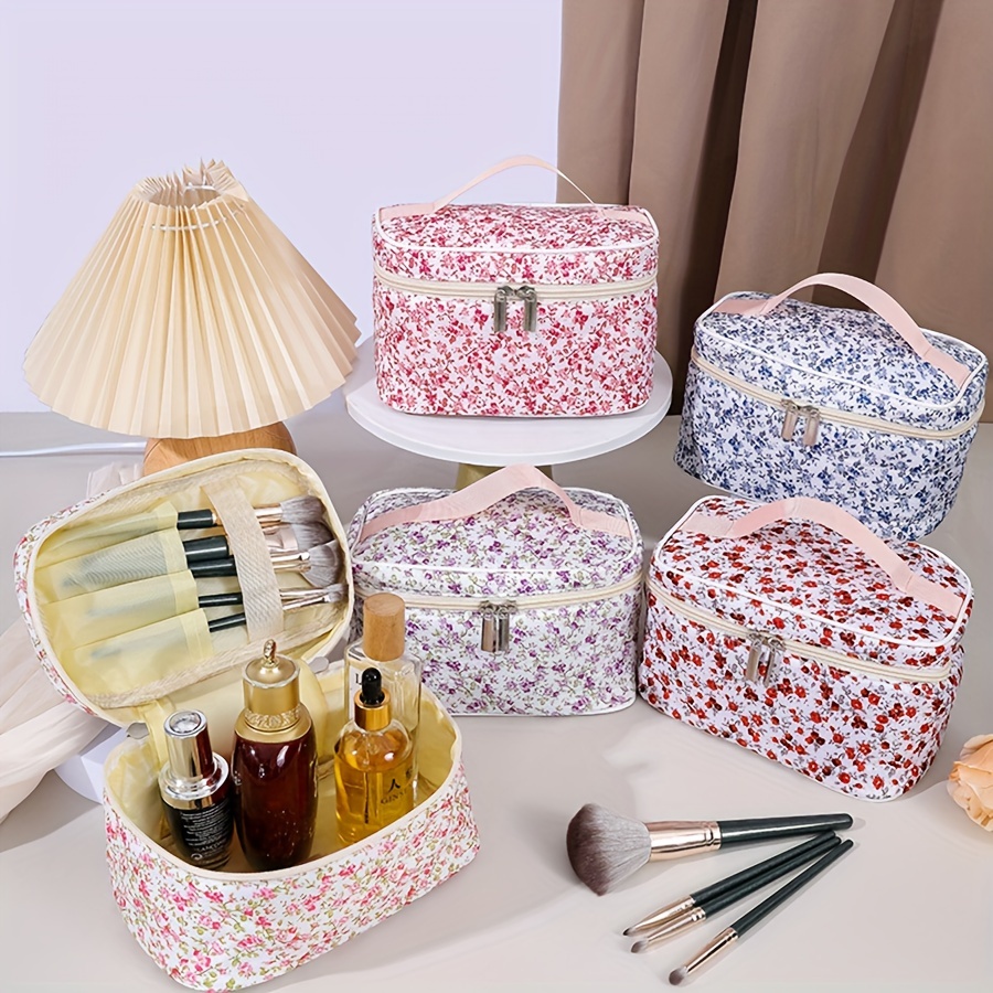 

1pc Makeup Bag For Women Floral Makeup Pouch For Purse Zipper Cosmetic Bag Large Capacity Cute Aesthetic Flower Makeup Bag Gift Travel Toiletry Make Up Organizer