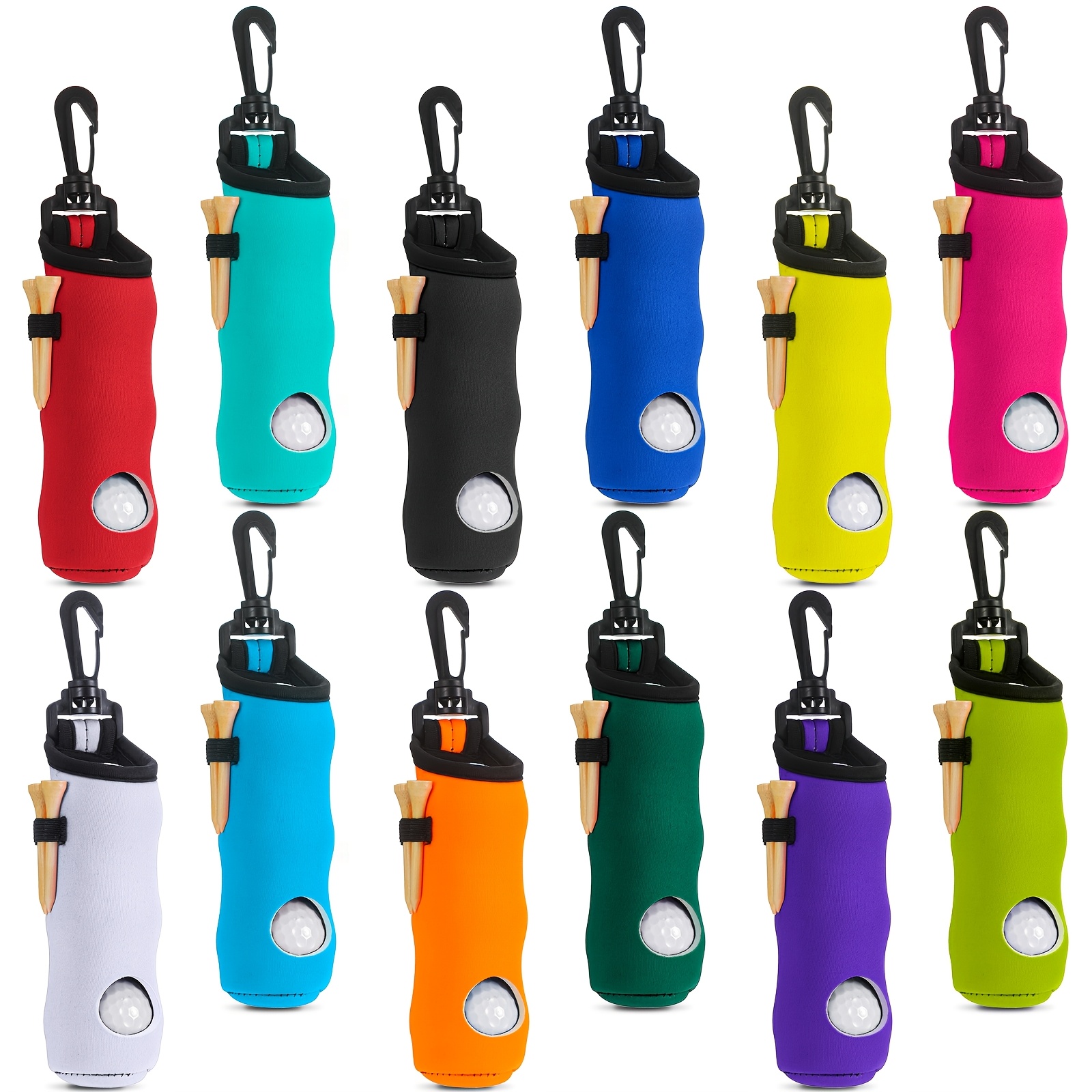 TEMU Yaomiao 12-pack Neoprene Golf Ball And Tee Holder Pouch, Waterproof Rubber Material, Portable Golf Accessories For Men And Women, Easy Carry Design