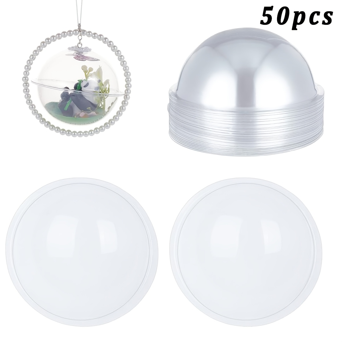 TEMU 50 pièces Hémisphérique Transparent en Plastique pour Décoration de Cartes de Vœux et Scrapbooking - Emballage Hémisphérique Plat, Couvercle